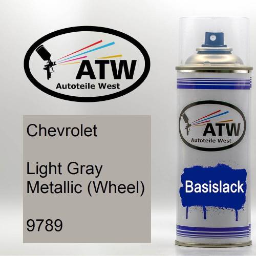 Chevrolet, Light Gray Metallic (Wheel), 9789: 400ml Sprühdose, von ATW Autoteile West.